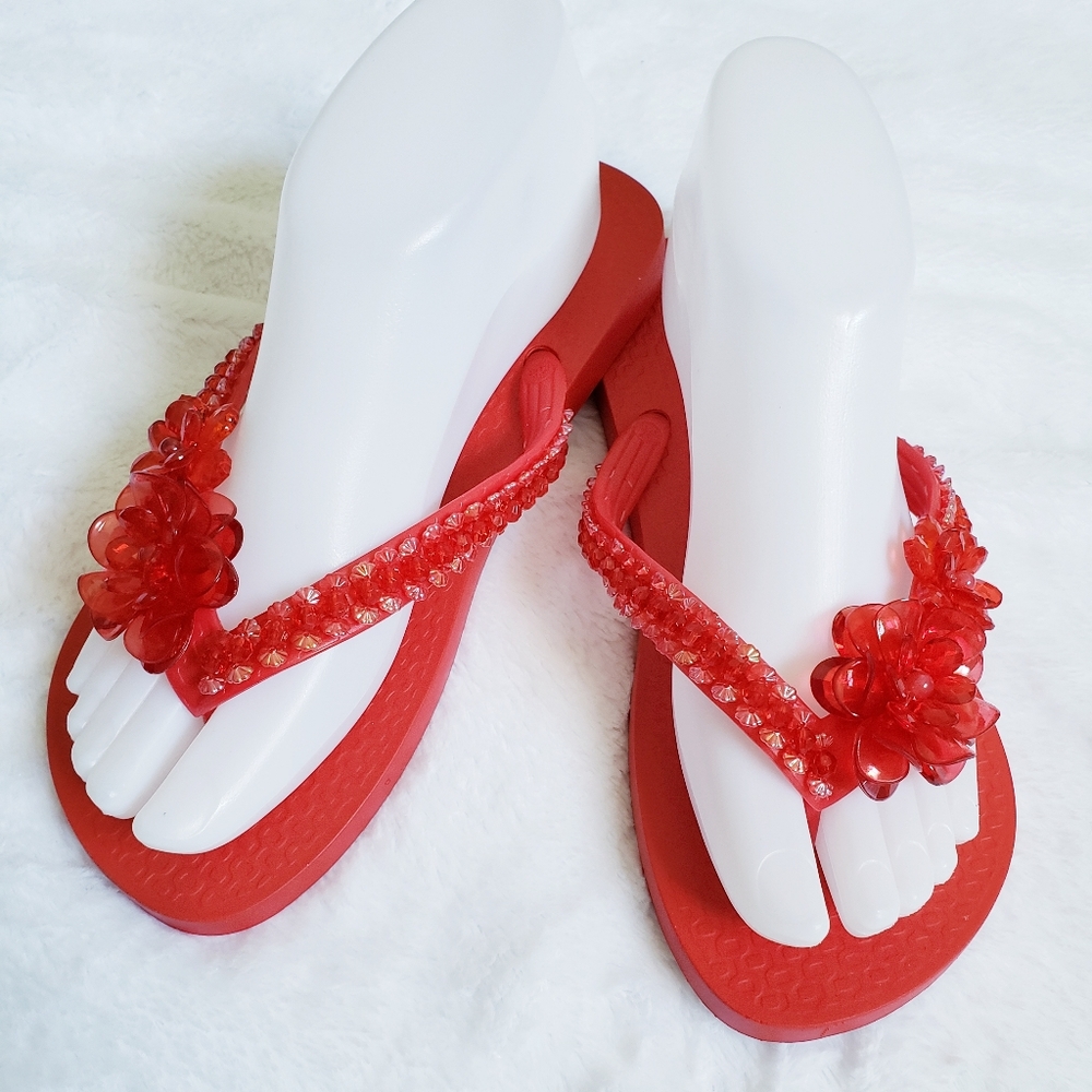 Ipanema red flip flops for women